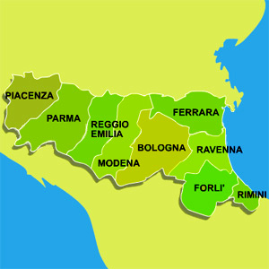 Agriturismo in Emilia Romagna, tra le province di 
				Piacenza, Parma, Reggio Emilia, Modena, Bologna, Ferrara, Ravenna, Forl e Rimini